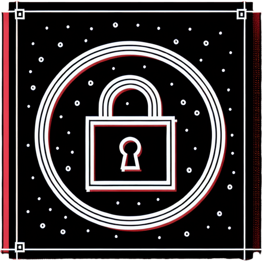 plain white lock icon with a thin black border. red background