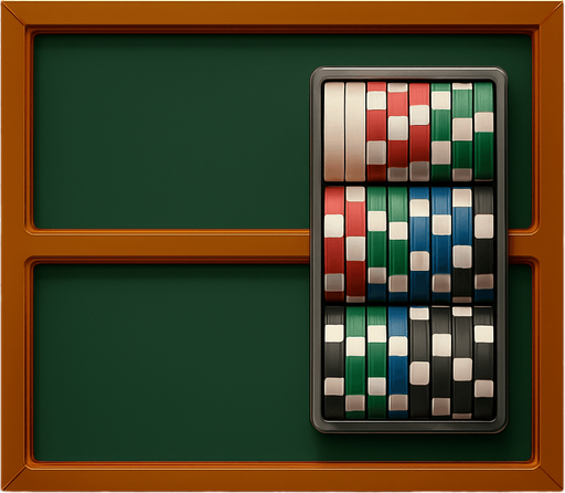 Replace the center of right side bumper for a span with a rack of poker chips seen from overhead.