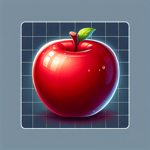 red apple.
Single Game Texture. In-Game asset. 2d. Blank background. High contrast. No shadows.