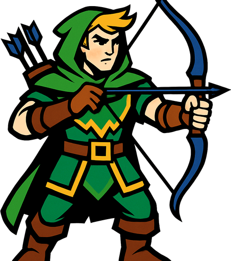 Archer  hero.
In-Game asset.  2d.  High contrast.  No shadows