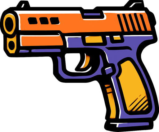 gun.
In-Game asset.  2d.  High contrast.  No shadows