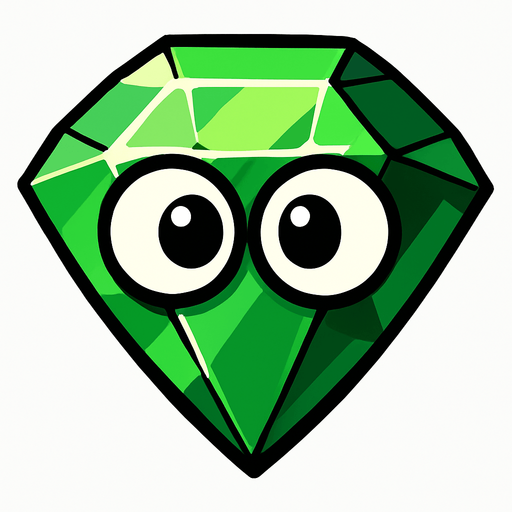 Una esmeralda con ojos.
In-Game asset.  High contrast.  No shadows