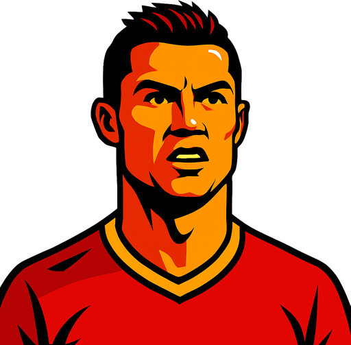 Cristiano ronaldo.
In-Game asset.  2d.  High contrast.  No shadows