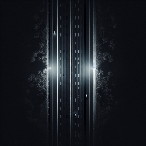 Black asphalt road at night, top view