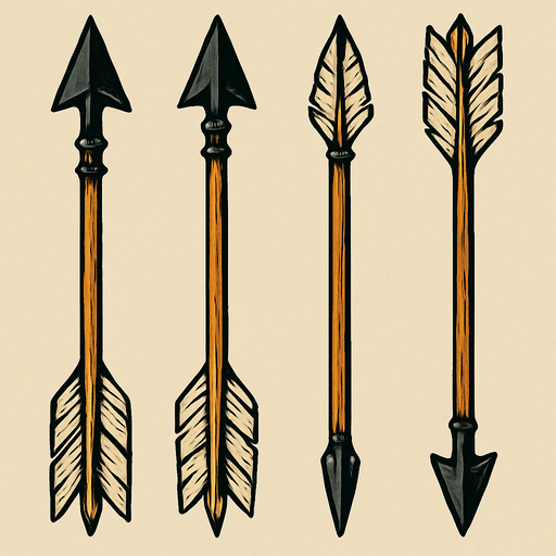 arrows like they were used in the middle ages real life battles.
In-Game asset.  2d.  High contrast.  No shadows