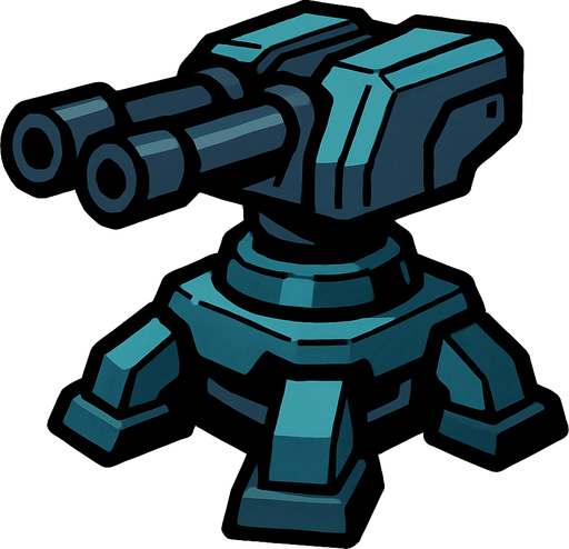 A turret.
In-Game asset.  2d.  High contrast.  No shadows