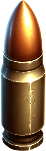 Bullet.
Single Game Texture. In-Game asset. 2d. Blank background. High contrast. No shadows.
