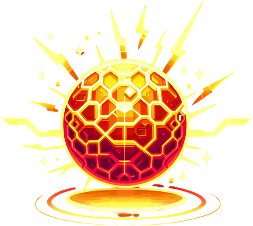 "A glowing neon power-up bit in electric golden shaped like a sphere shard. The object should have a vibrant futuristic glow, clearly distinct from red or orange obstacles. The background should be transparent. Style: cyberpunk, suitable for a neon-themed endless runner game.".
Single Game Texture.  In-Game asset.  2d.  Blank background.  High contrast.  No shadows