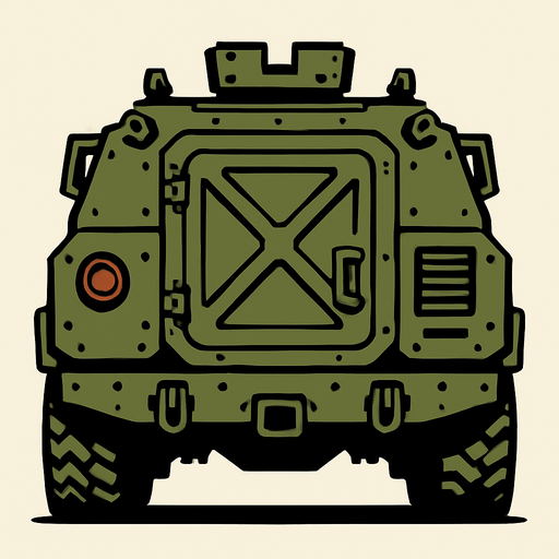 zırhlı aracaın arkası.
In-Game asset.  2d.  High contrast.  No shadows