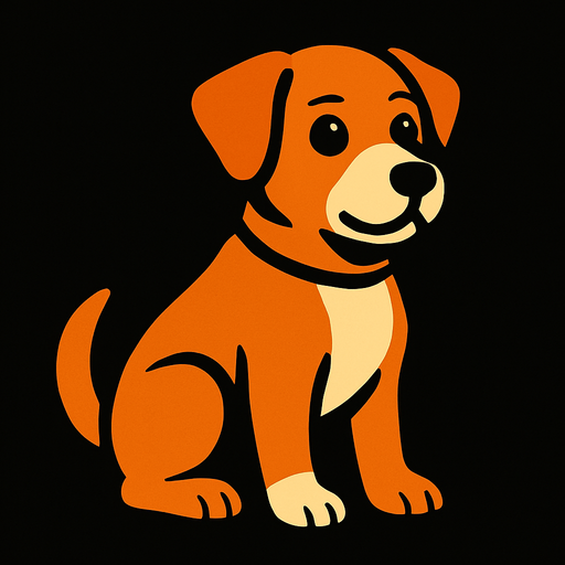 dog with black background.
In-Game asset.  2d.  High contrast.  No shadows