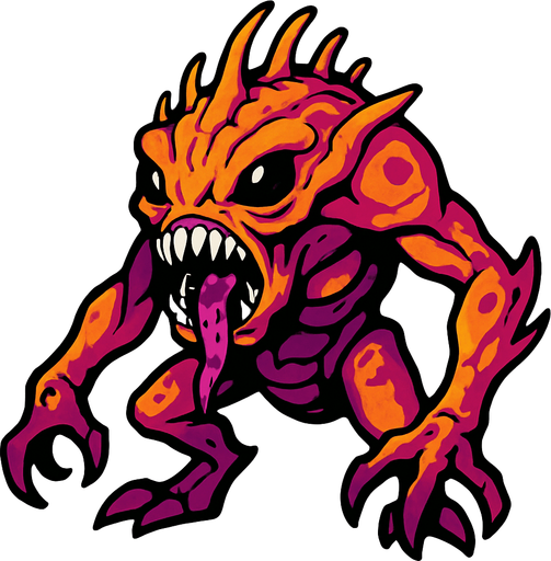 alien creature drawing.
In-Game asset.  2d.  High contrast.  No shadows