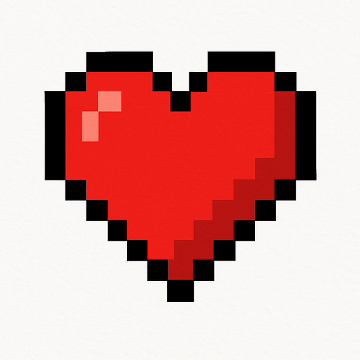 pixel heart.
In-Game asset.  2d.  High contrast.  No shadows