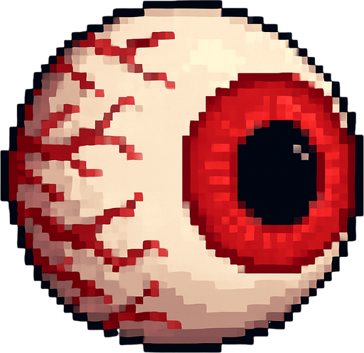 Pixel art 2 d high quality red eyeball. side wiev
In-Game asset.  2d.  High contrast.  No shadows