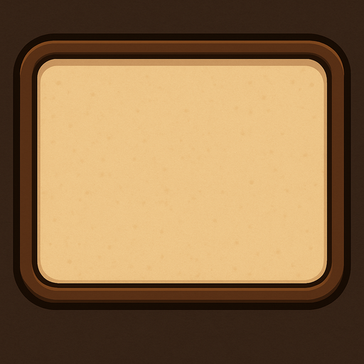 A tan dialog box background with a dark brown border..
In-Game asset.  2d.  High contrast.  No shadows. Cartoon style. 3D image