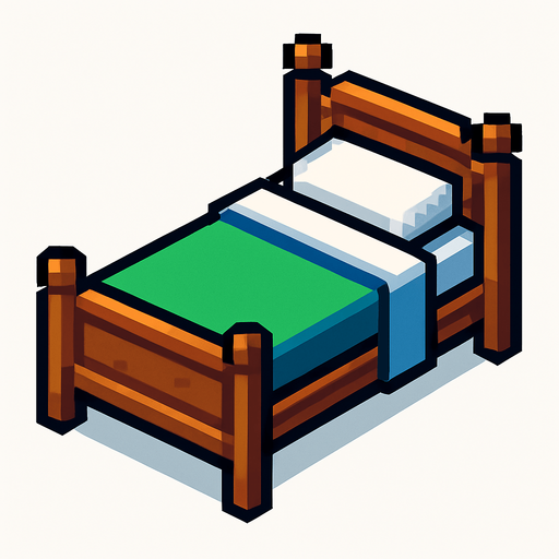 pixel yatak.
In-Game asset.  2d.  High contrast.  No shadows