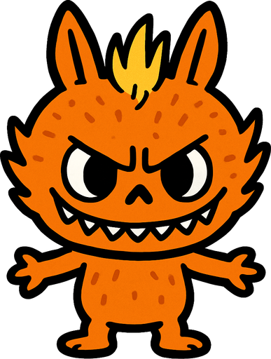 Orange Labubu.
In-Game asset.  2d.  High contrast.  No shadows
