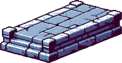 A long rectangular stone platform. Side view. Pixel art..
Single Game Texture.  In-Game asset.  2d.  Blank background.  High contrast.  No shadows