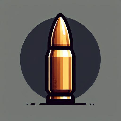 Bullet.
Single Game Texture.  In-Game asset.  2d.  Blank background.  High contrast.  No shadows