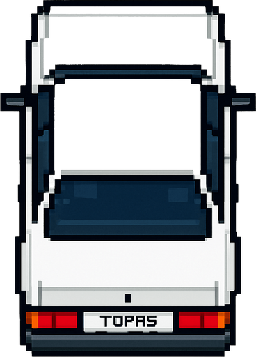 Draw 2d pixel car Tofash top view white..
In-Game asset.  2d.  High contrast.  No shadows