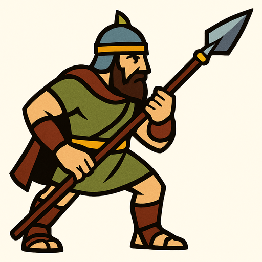 לוחם חנית.
In-Game asset.  2d.  High contrast.  No shadows