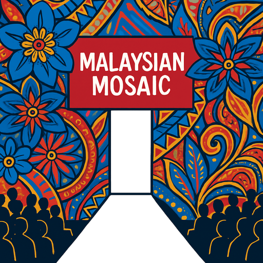 Design the background of Malaysian Mosaic like fashion show.
High contrast.  No shadows