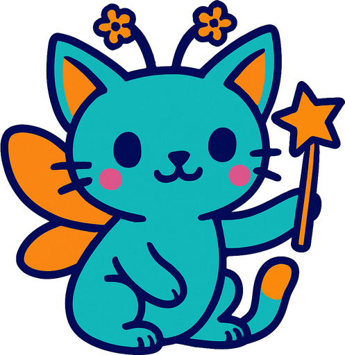 Chat fée.
In-Game asset.  2d.  High contrast.  No shadows