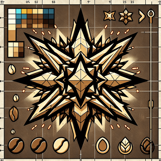 Spike with 8 points. Themed like coffee..
Single Game Texture. In-Game asset. 2d. Blank background. High contrast. No shadows.