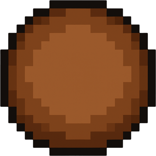 pixel art circle brown.
In-Game asset.  2d.  High contrast.  No shadows