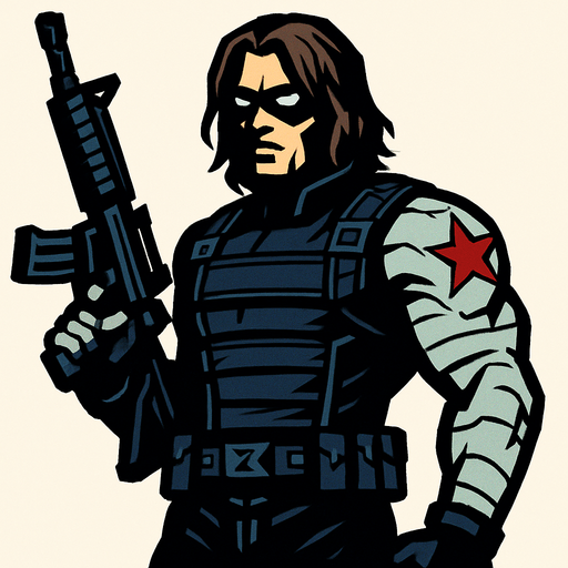 winter soldier.
In-Game asset.  2d.  High contrast.  No shadows
