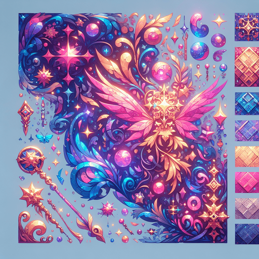 fairy.
Single Game Texture. In-Game asset. 2d. Blank background. High contrast. No shadows.