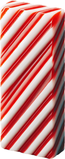 a photo-realistic white and red vertical candy stick slice Single Game Texture. No background. High contrast. No shadows.