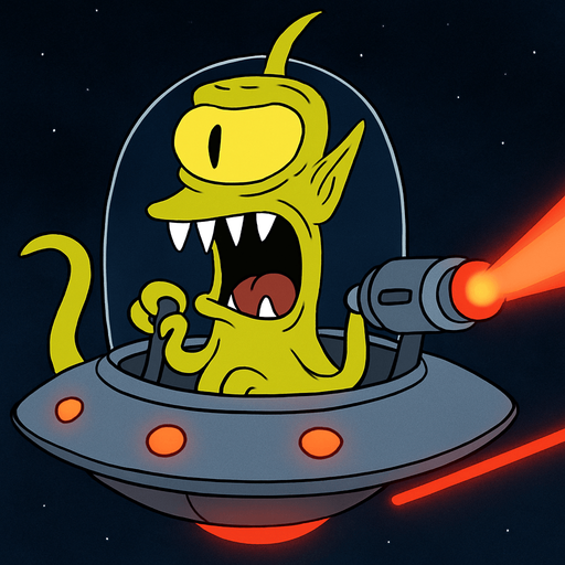 Make my character inside an UFO armed with a laser cannon and make him drive it