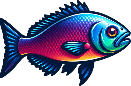 Fish.
Single Game Texture.  In-Game asset.  2d.  Blank background.  High contrast.  No shadows