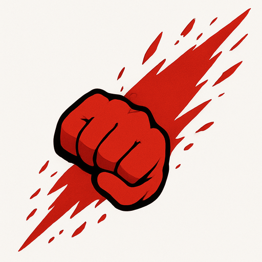 Big red fist slash effect. 2D. Top View..
In-Game asset.  2d.  High contrast.  No shadows