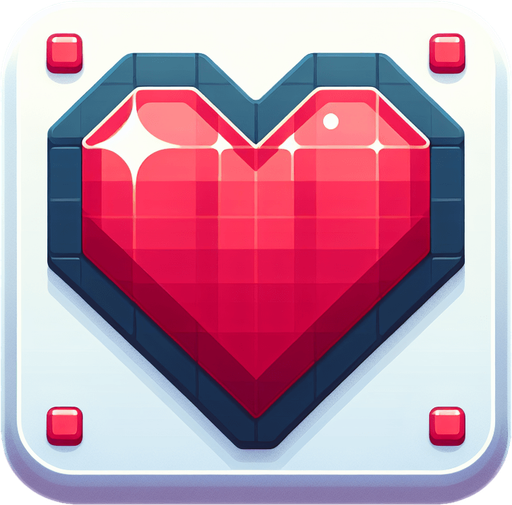Heart_icon.
Single Game Texture.  In-Game asset.  2d.  Blank background.  High contrast.  No shadows