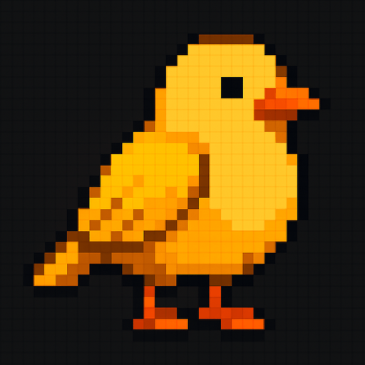Pixel art kuş.
In-Game asset.  2d.  High contrast.  No shadows