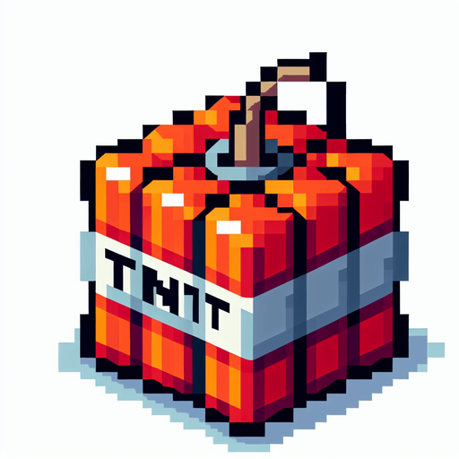 Pixel art, square with the texture of a tnt . Single Game Texture. In-Game asset. 2d. Blank background. High contrast. No shadows.