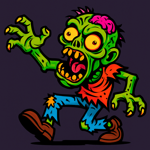 Very crazy zombie.
In-Game asset.  2d.  High contrast.  No shadows