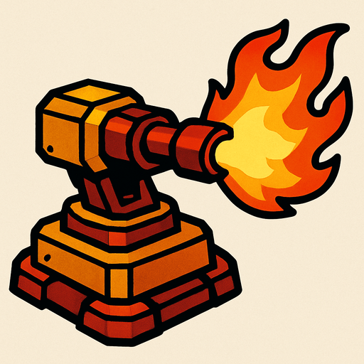 Flame thrower turret.
In-Game asset.  2d.  High contrast.  No shadows