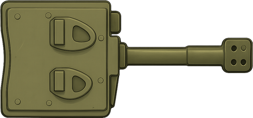 its the view of a tank turret, but from its top. No background. Transparent background. Blank background. No shadows. 2d. In-Game asset. flat