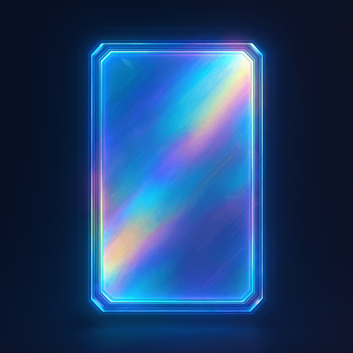 button in the shape of a protorealistic holographic futuristc Rectangle .
Front view.