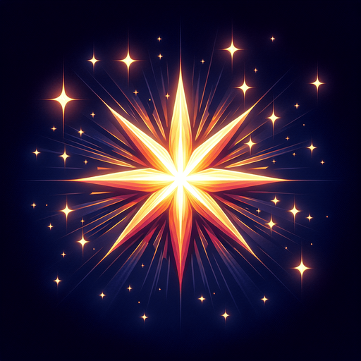 Beautiful Bright Star, highly detailed Single Game Texture. In-Game asset. 2d. Blank background. High contrast. No shadows.