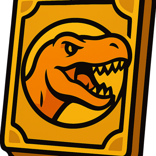 A Yellow card pack with a T-TEX in the center