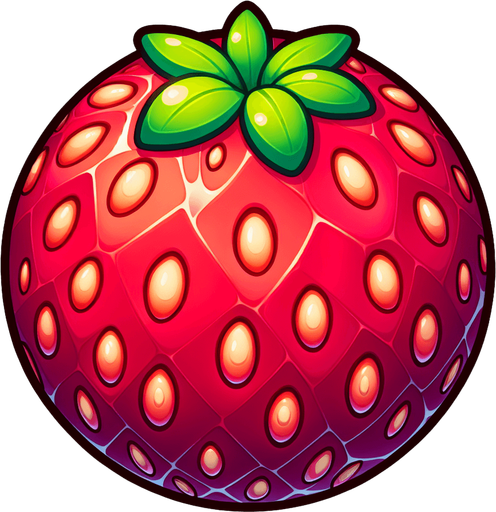 çilek.
Single Game Texture. In-Game asset. 2d. Blank background. High contrast. No shadows.