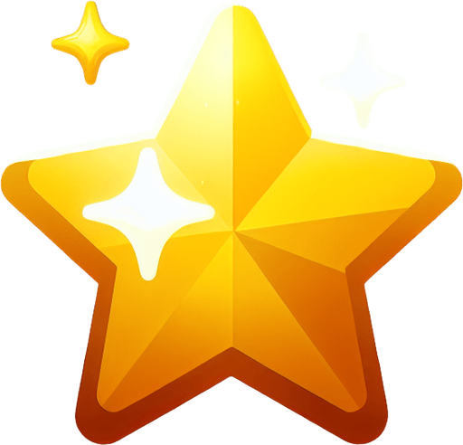 Simple yellow star.
Single Game Texture.  In-Game asset.  2d.  Blank background.  High contrast.  No shadows