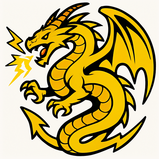 Dragon jaune du tonnerre et du vide.
In-Game asset.  2d.  High contrast.  No shadows