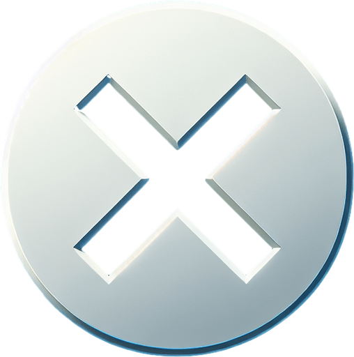 A white X in a circle, like for a close window button in a game.
Single Game Texture. In-Game asset. 2d. Blank background. High contrast. No shadows.