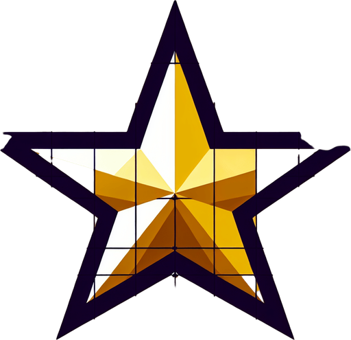 A golden star..
Single Game Texture. In-Game asset. 2d. Blank background. High contrast. No shadows.