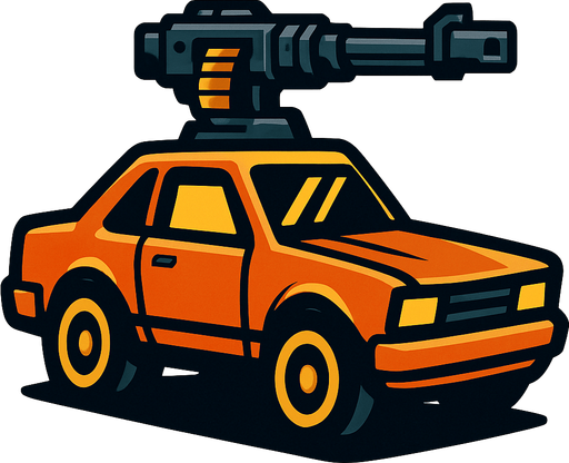 a car with a gun on it.
In-Game asset.  2d.  High contrast.  No shadows