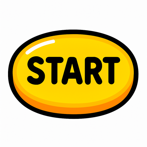 Start butonu sarı parlak.
In-Game asset.  2d.  High contrast.  No shadows